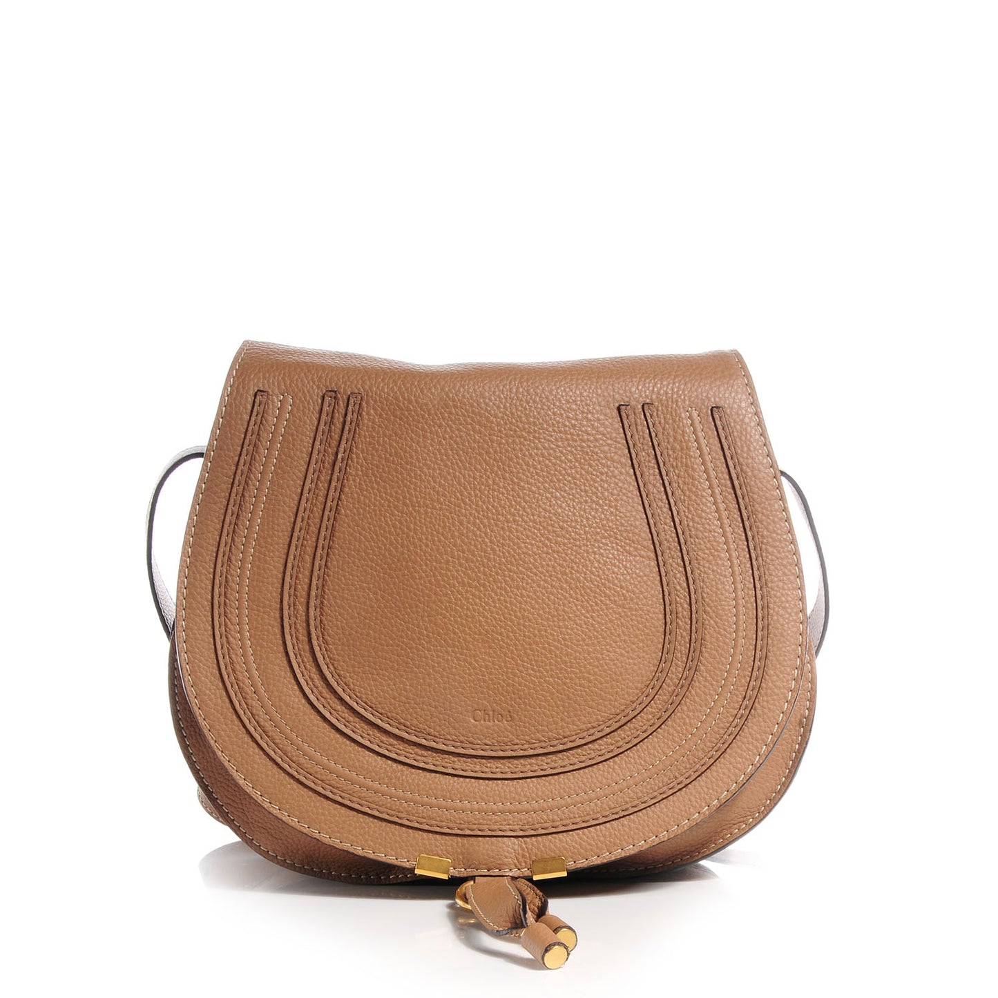 Calfskin Medium Marcie Round Crossbody Bag Nut