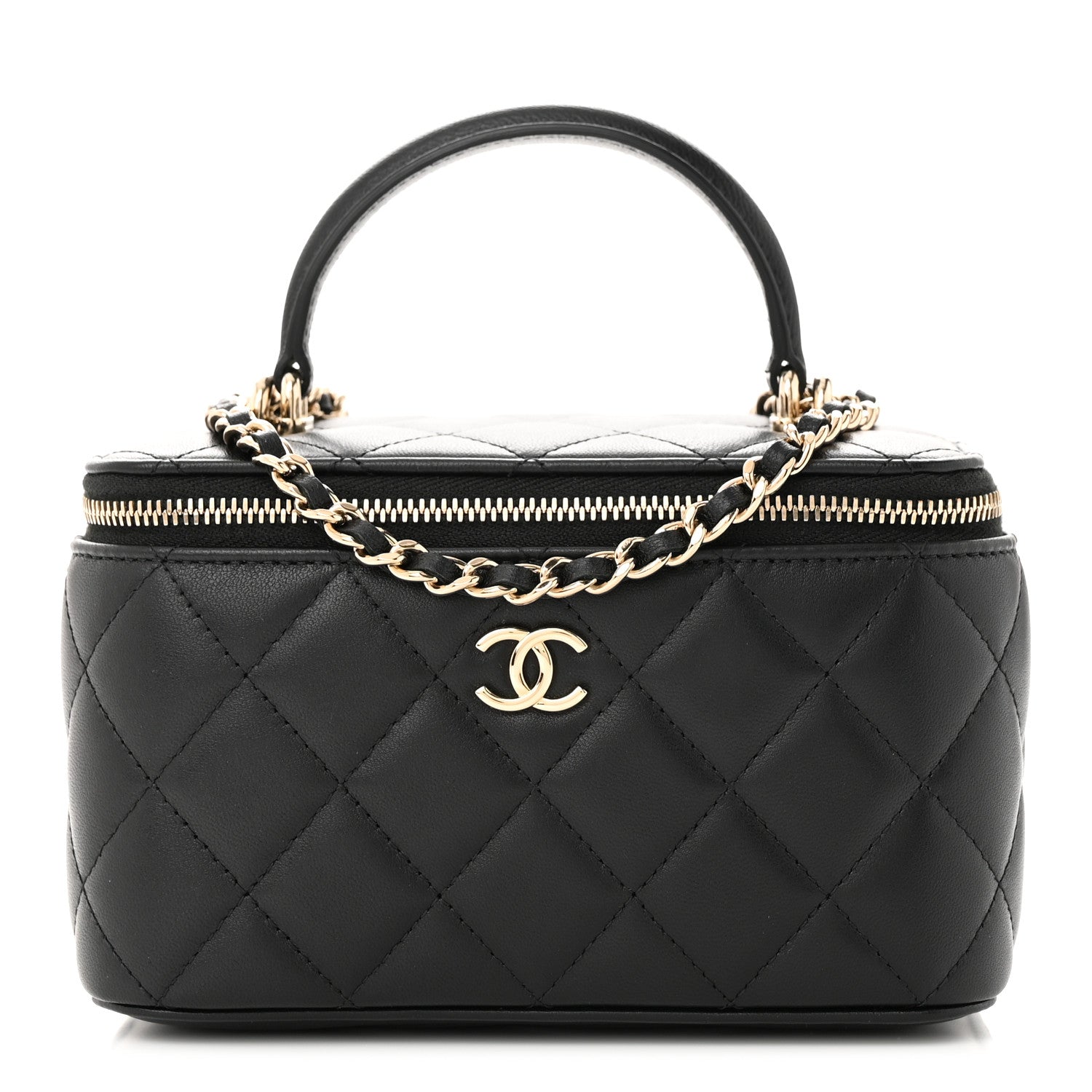 Chanel Lambskin Quilted Small Top Handle Vanity Case With Chain Black 1 of 11