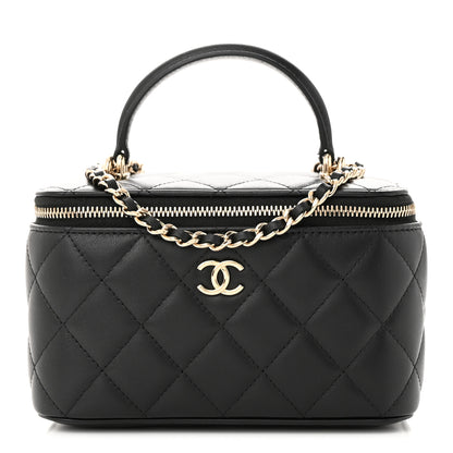 Chanel Lambskin Quilted Small Top Handle Vanity Case With Chain Black 1 of 11