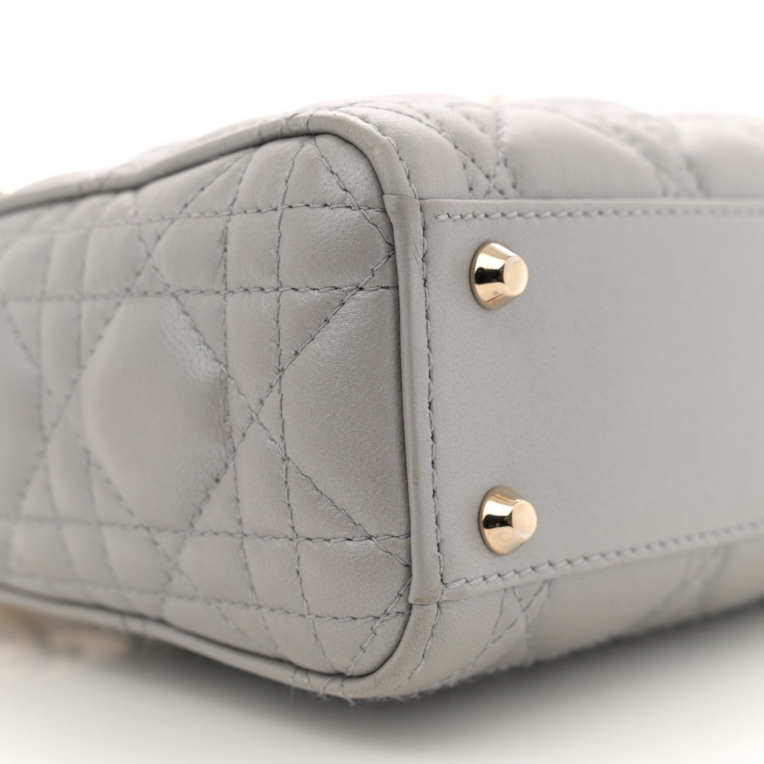 Christian Dior Metallic Lambskin Cannage Mini Lady Dior Grey 9 of 11
