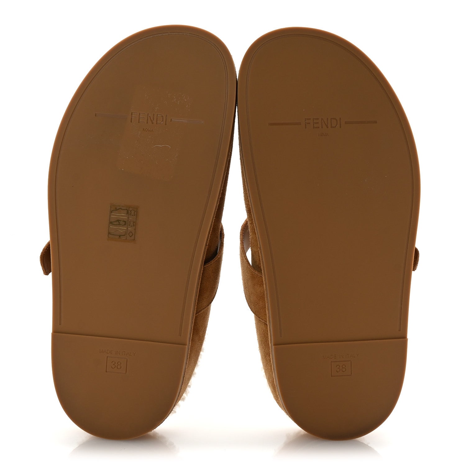 Fendi Suede Shearling Fendi Feel Buckled Clogs 38 Caramel Latte 6 of 9