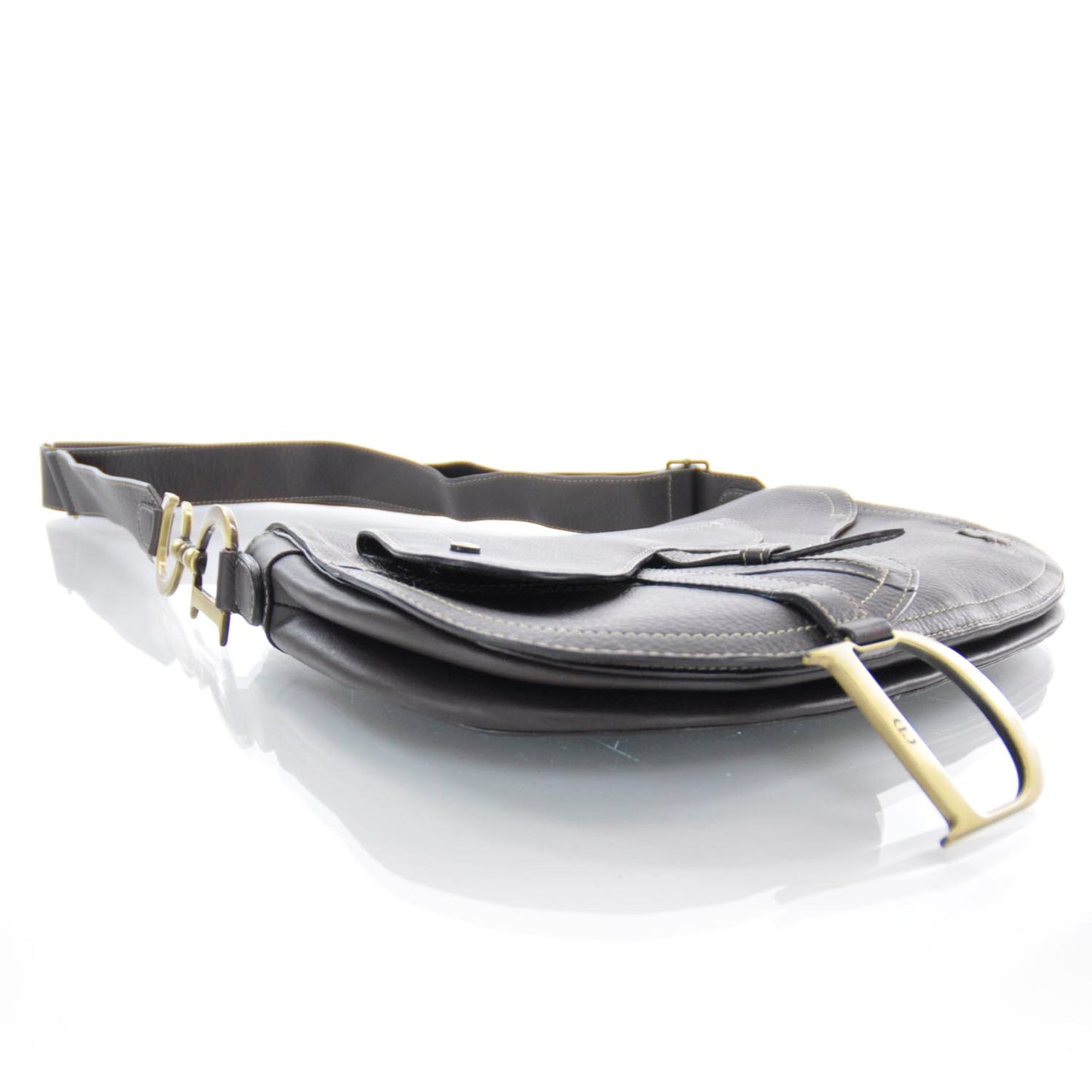 Leather Baudrier Saddle Bag Brown
