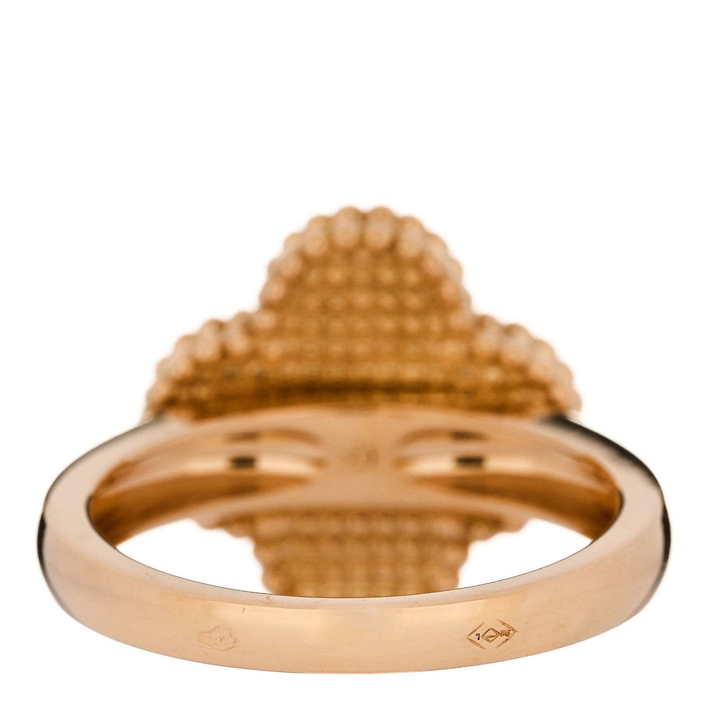 18K Yellow Gold Black Onyx Diamond Vintage Alhambra Ring 53 6.5
