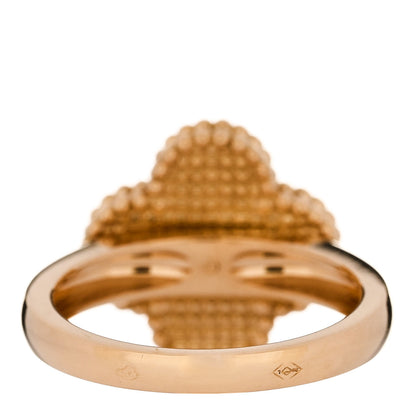 Van Cleef & Arpels 18K Yellow Gold Black Onyx Diamond Vintage Alhambra Ring 53 6.5 4 of 6