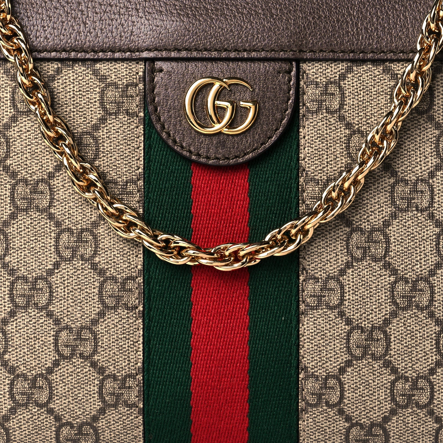 Gucci GG Supreme Monogram Web Small Ophidia Chain Shoulder Bag Brown 9 of 12