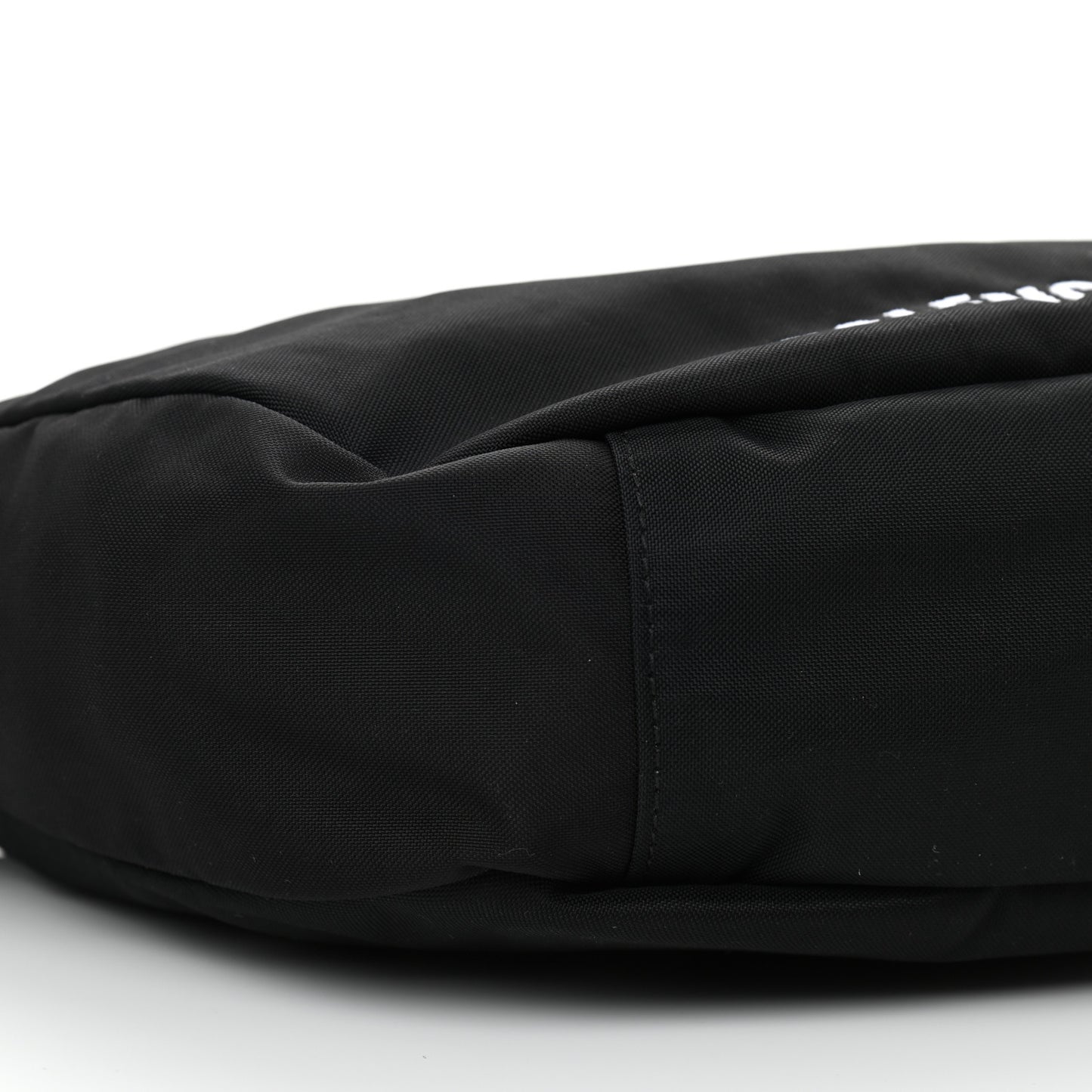 Recycled Sport Nylon Logo Embroidered Large Wheel Sling Bag Black White