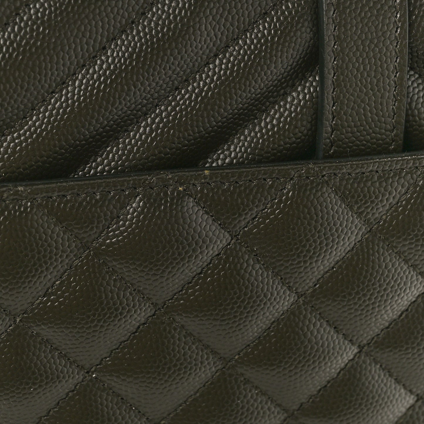 Grain De Poudre Textured Mixed Matelasse Large Triquilt Monogram Satchel Army Green