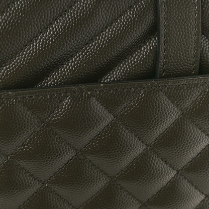 Saint Laurent Grain De Poudre Textured Mixed Matelasse Large Triquilt Monogram Satchel Army Green 9 of 9