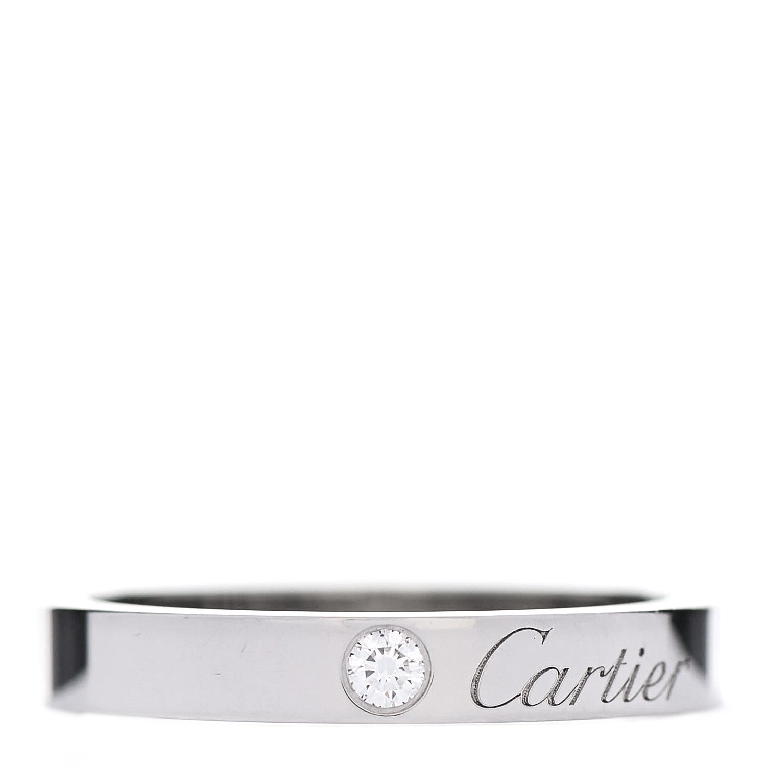 Cartier Platinum Diamond 3mm C De Cartier Wedding Band Ring 51 5.75 1 of 6