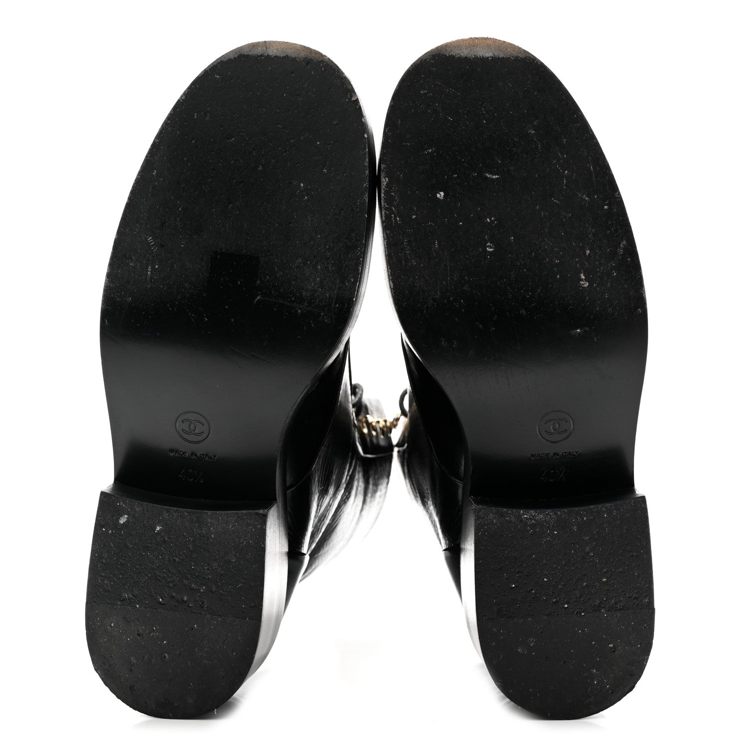 Chanel Shiny Goatskin Cap Toe Combat Boots 40.5 Black Dark Grey 5 of 19