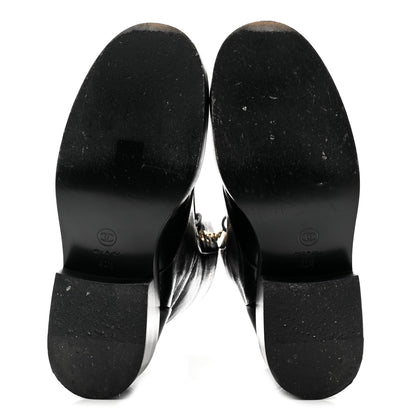 Chanel Shiny Goatskin Cap Toe Combat Boots 40.5 Black Dark Grey 5 of 19