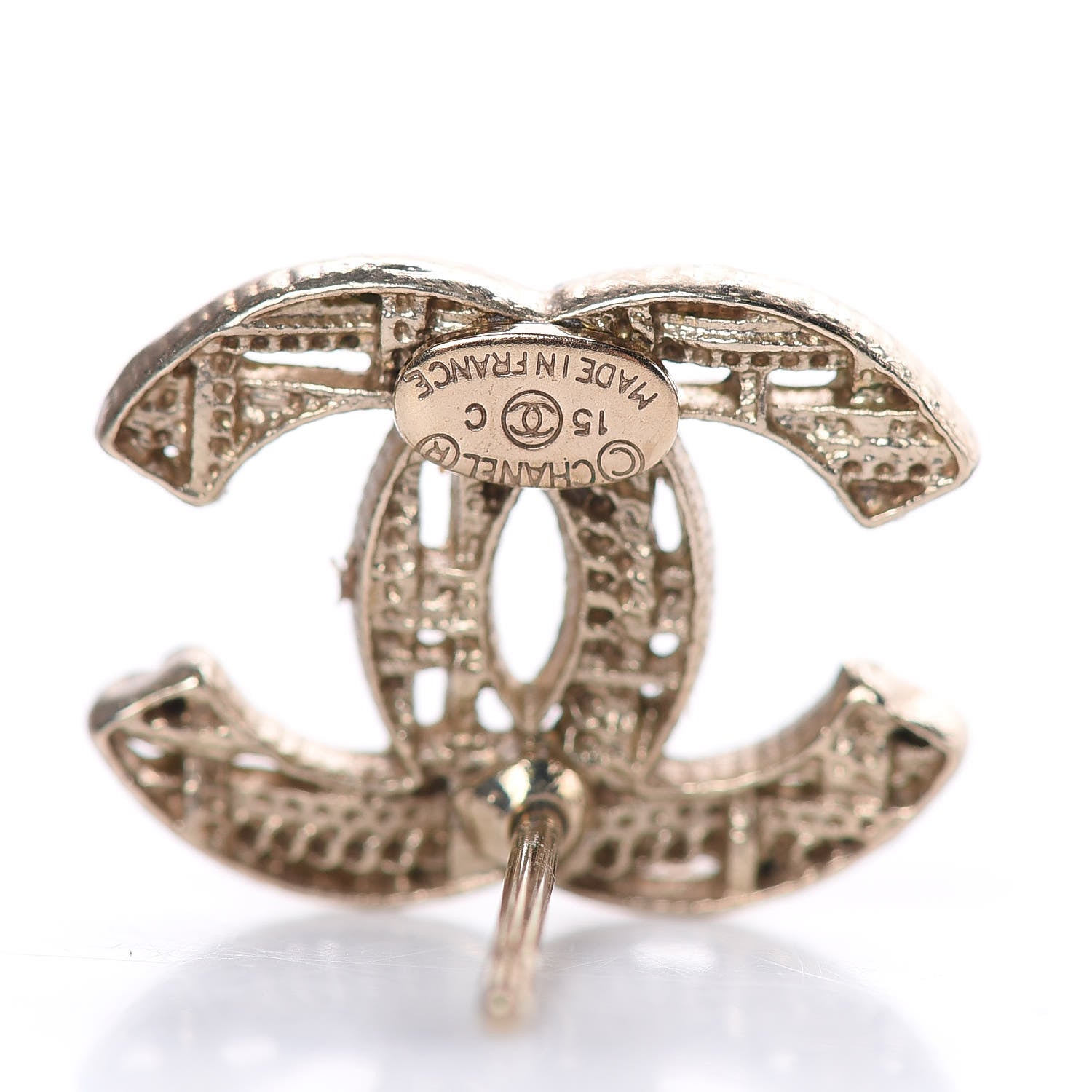 Chanel Tweed Effect CC Earrings Gold 4 of 6