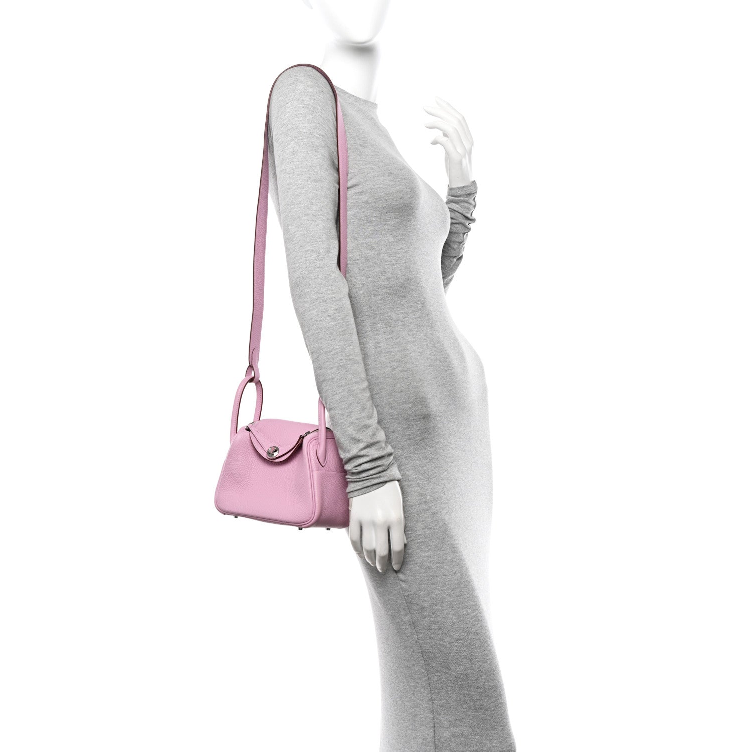 Hermes Taurillon Clemence Mini Lindy 20 Mauve Sylvestre 2 of 12