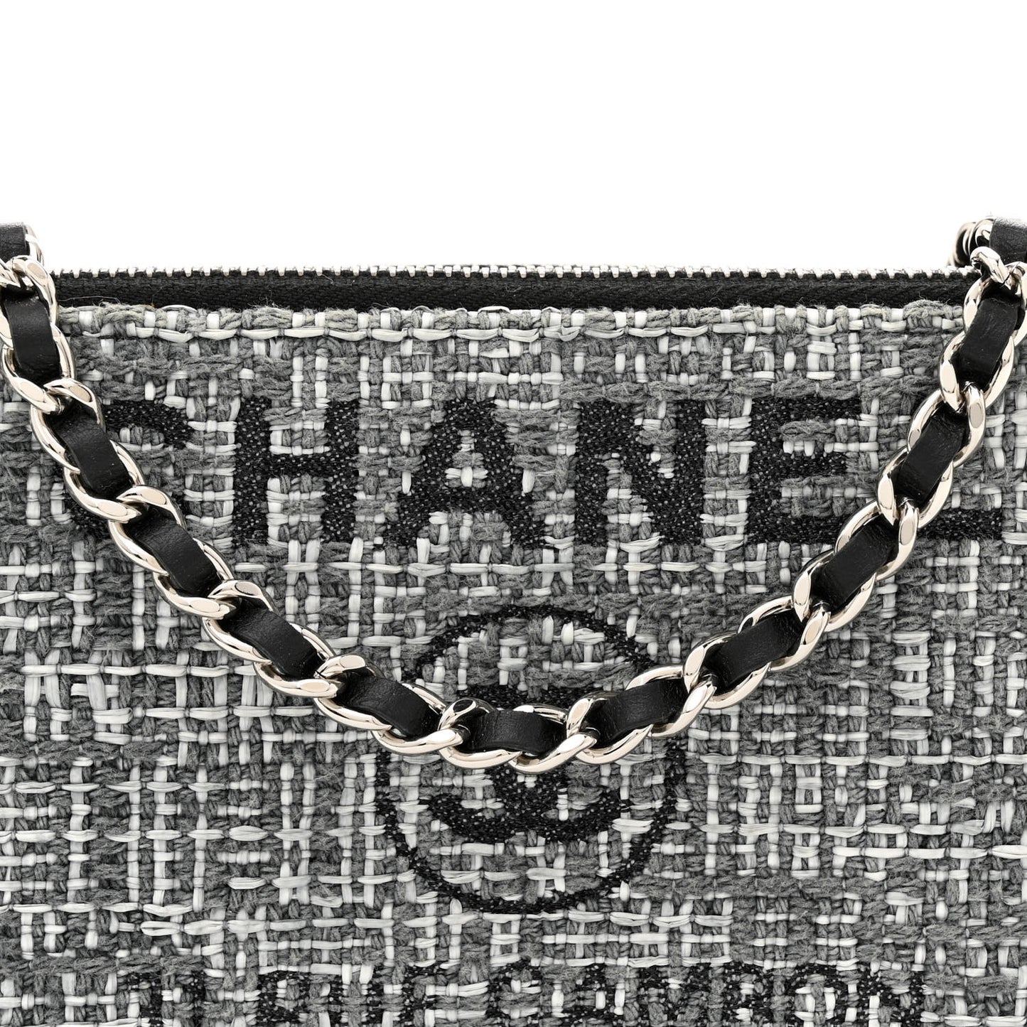 Canvas Small Deauville Clutch With Chain Charcoal