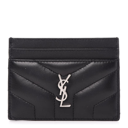 Saint Laurent Calfskin Y Quilted Monogram LouLou Credit Card Case Black 1 of 9