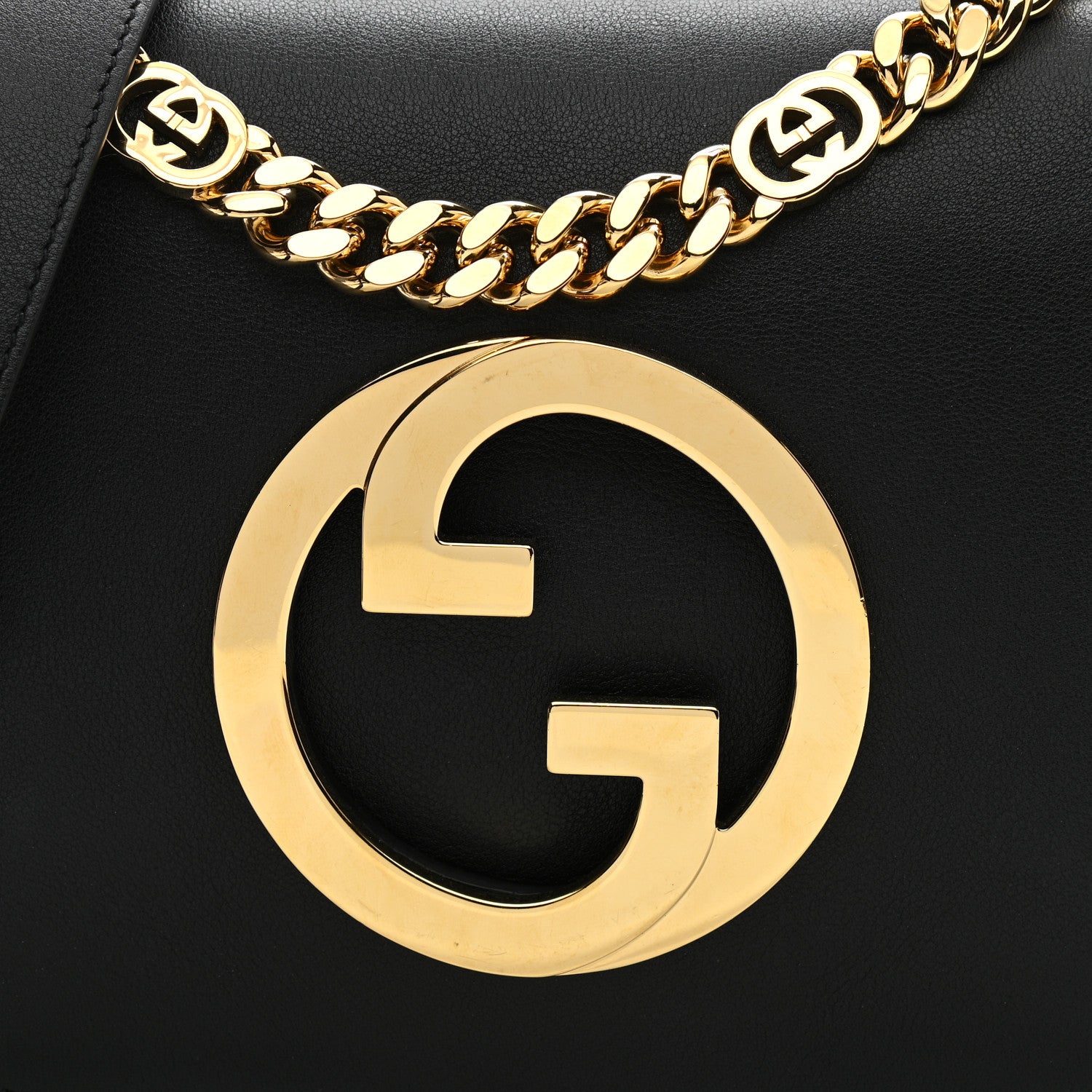 Gucci Roxy Calfskin Blondie Chain Shoulder Flap Bag Black 8 of 10