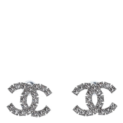 Chanel Baguette Crystal CC Earrings Silver 1 of 5