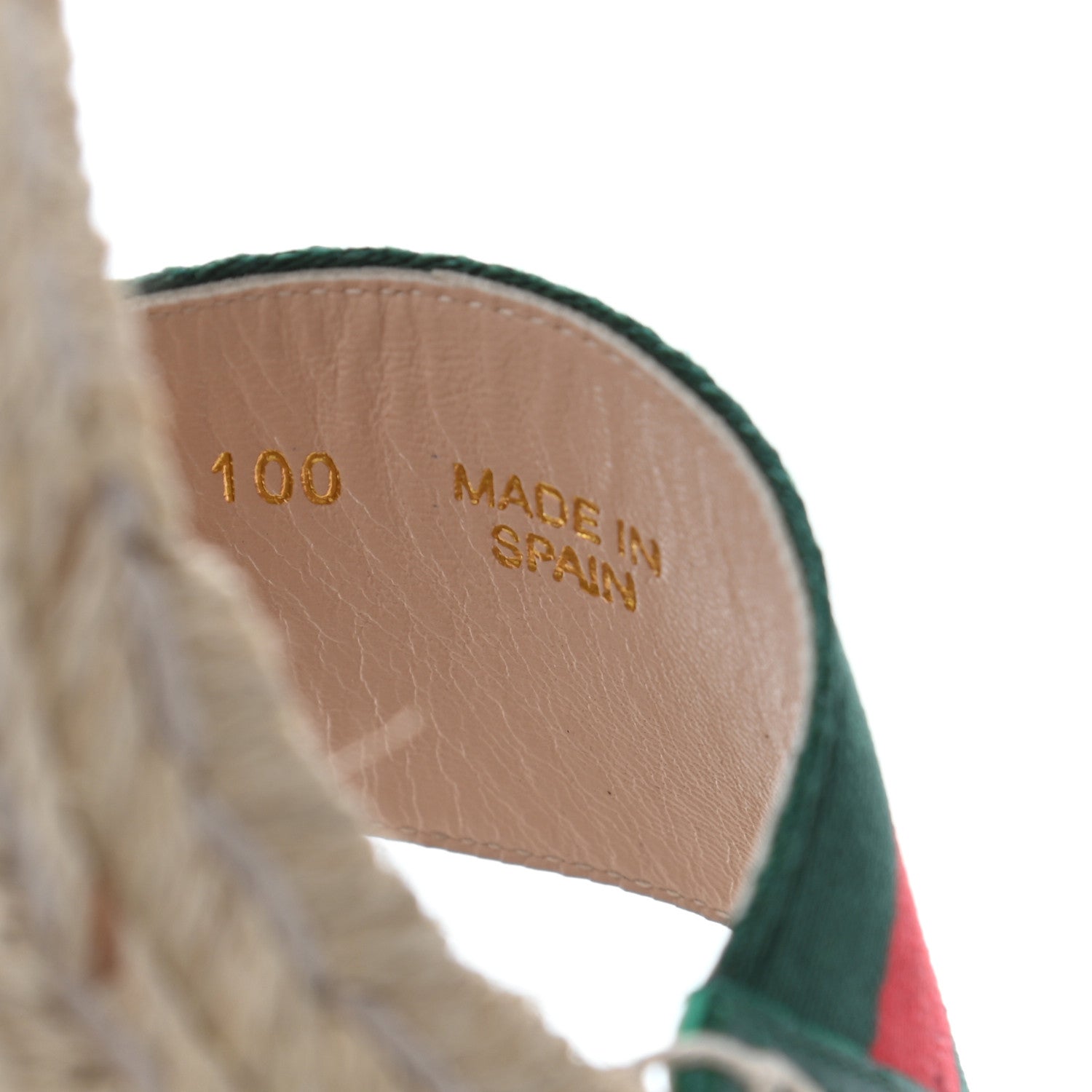 Gucci Canvas Malaga Kid Web Ankle Wrap Espadrille Wedge Sandals 40 Green Red Mystic White Emerald 9 of 11
