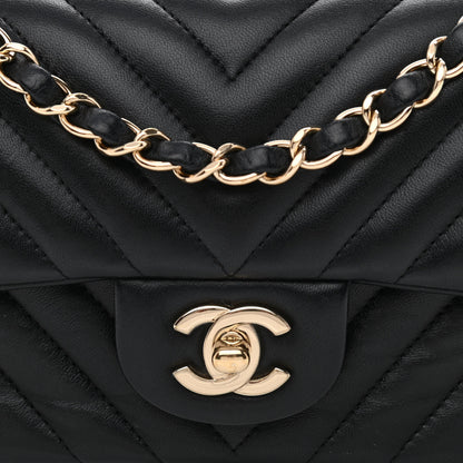 Chanel Lambskin Chevron Quilted Mini Rectangular Flap Black 8 of 10