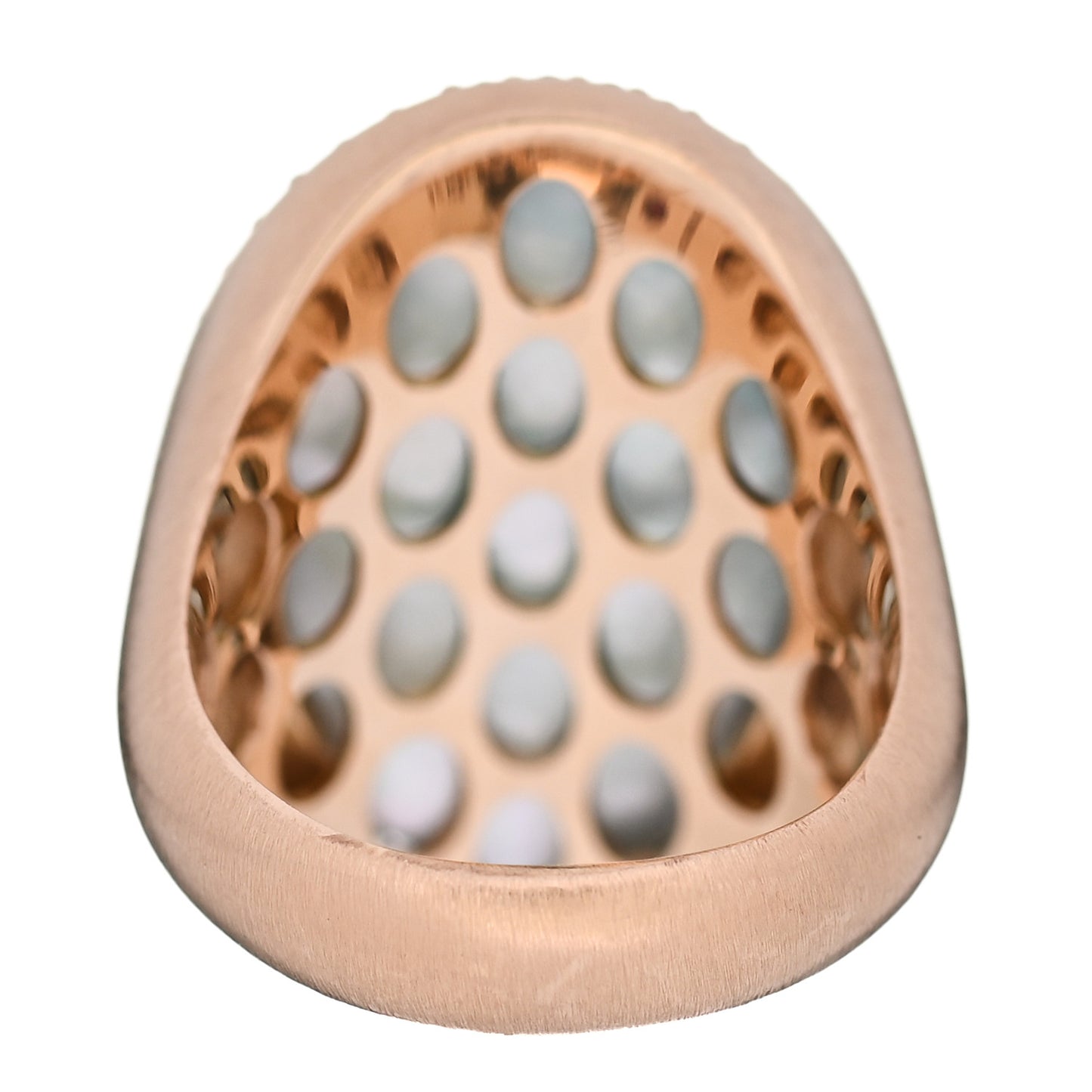 18K Rose Gold Brown Diamond Blue Rutilated Quartz Cocktail Ring 53 6.25