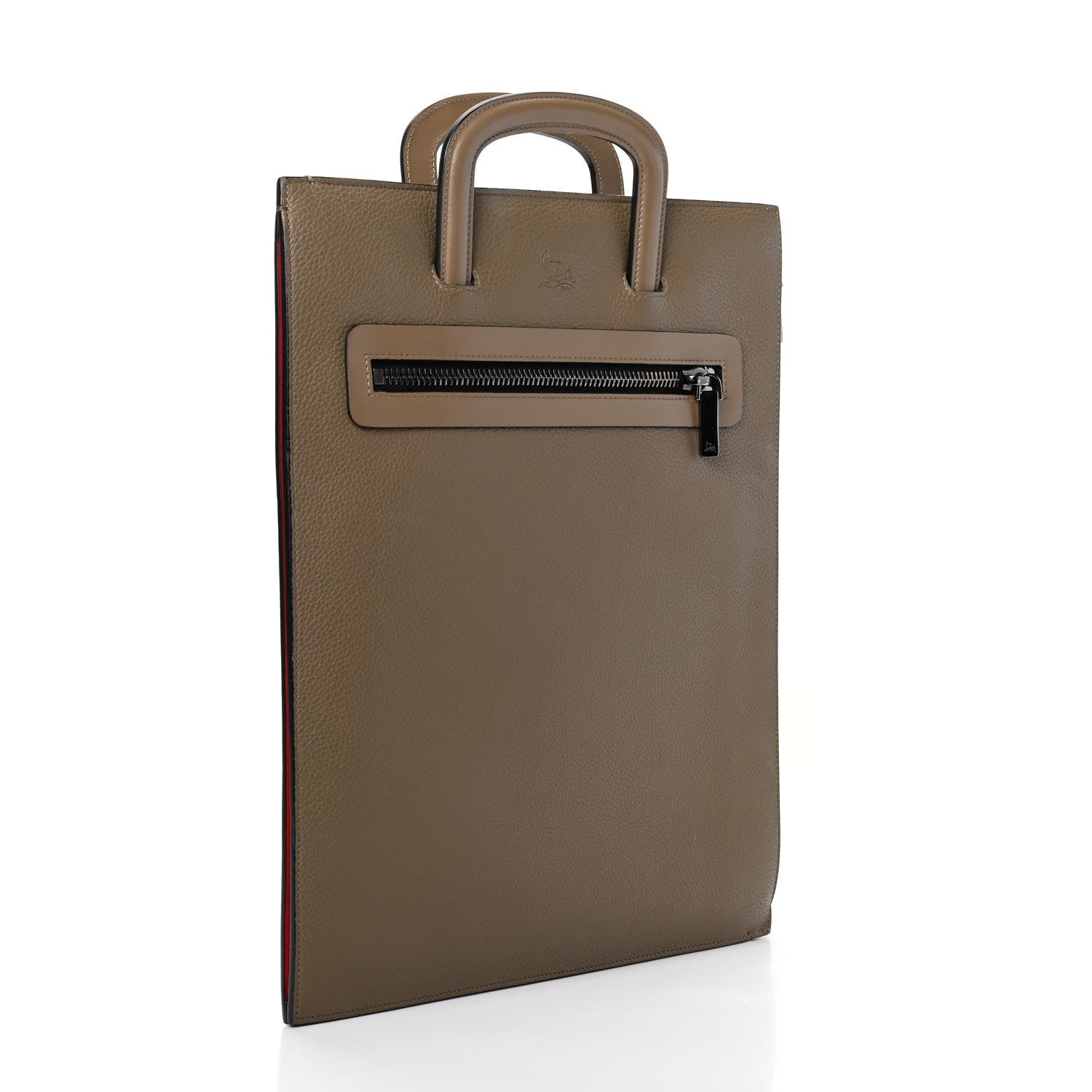 Christian Louboutin Calfskin Ecusson Large Trictrac Portfolio Bag Green 3 of 8