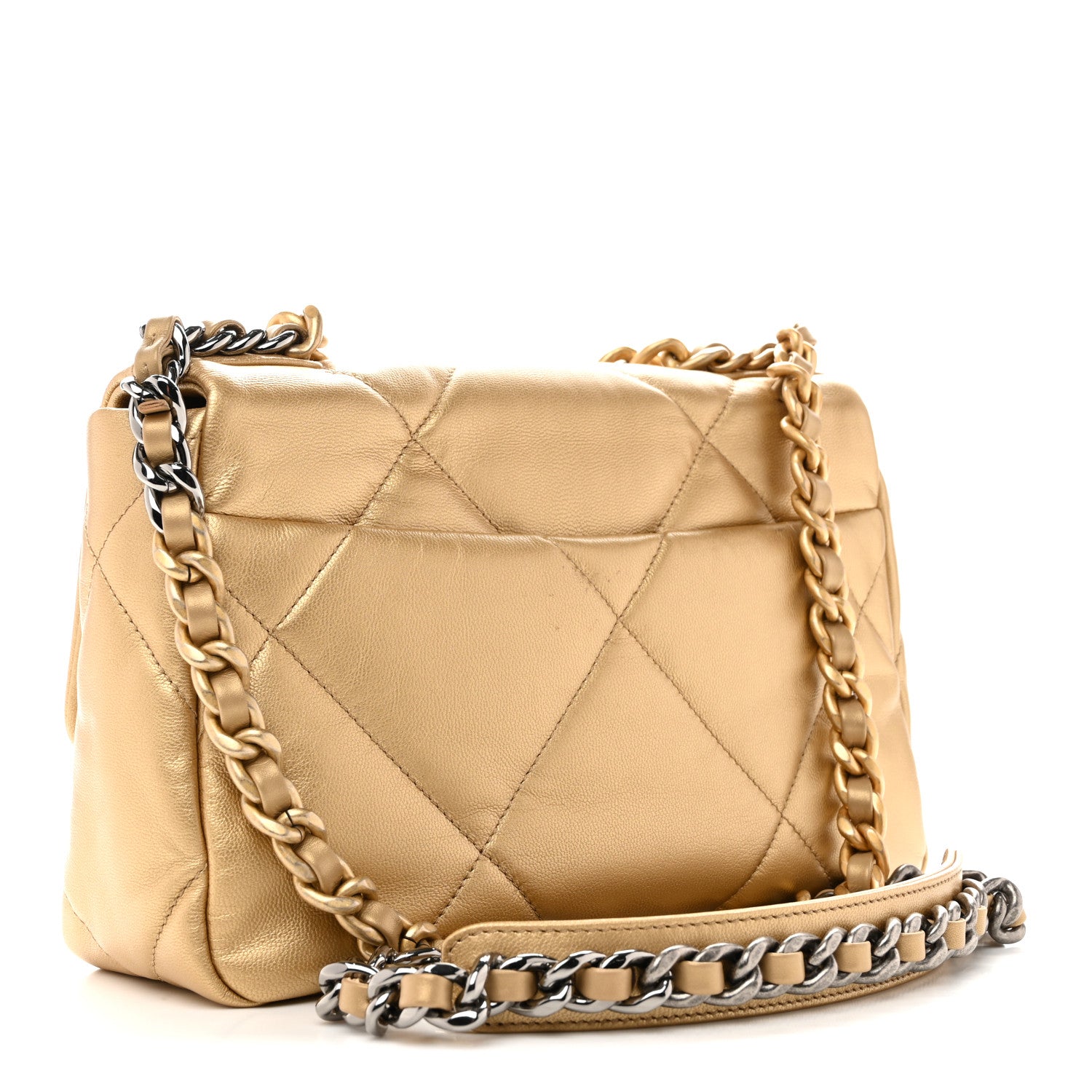 Chanel Metallic Goatskin Quilted Medium Chanel 19 Flap Gold 3 of 12