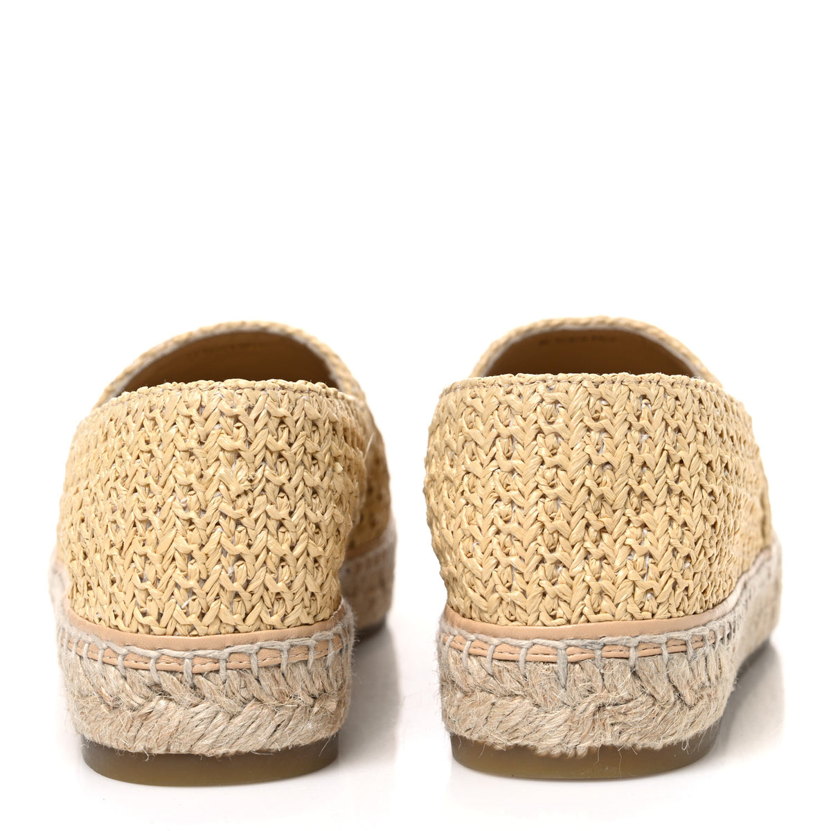 Braided Fabric Lambskin CC Espadrilles 42 Beige Black