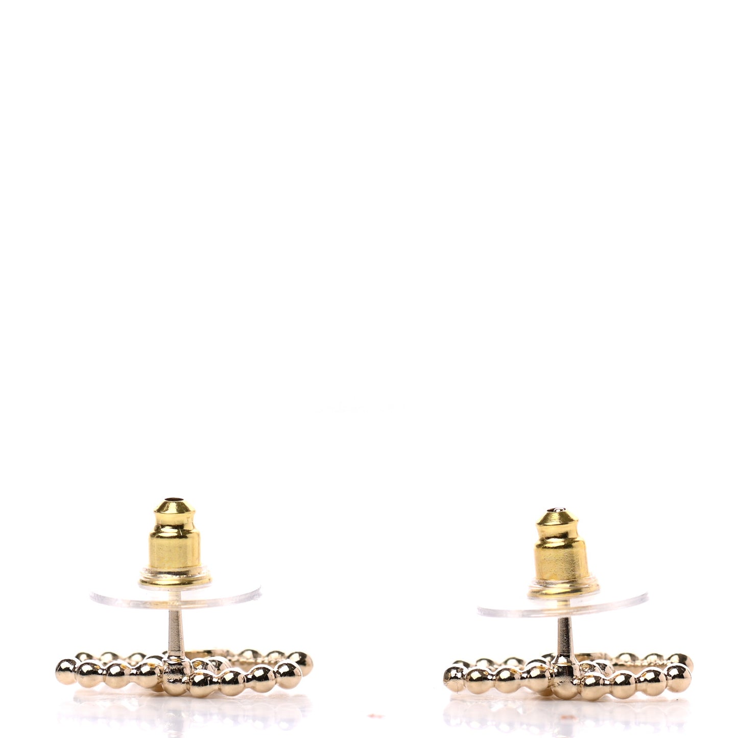 Metal Bead CC Earrings Gold