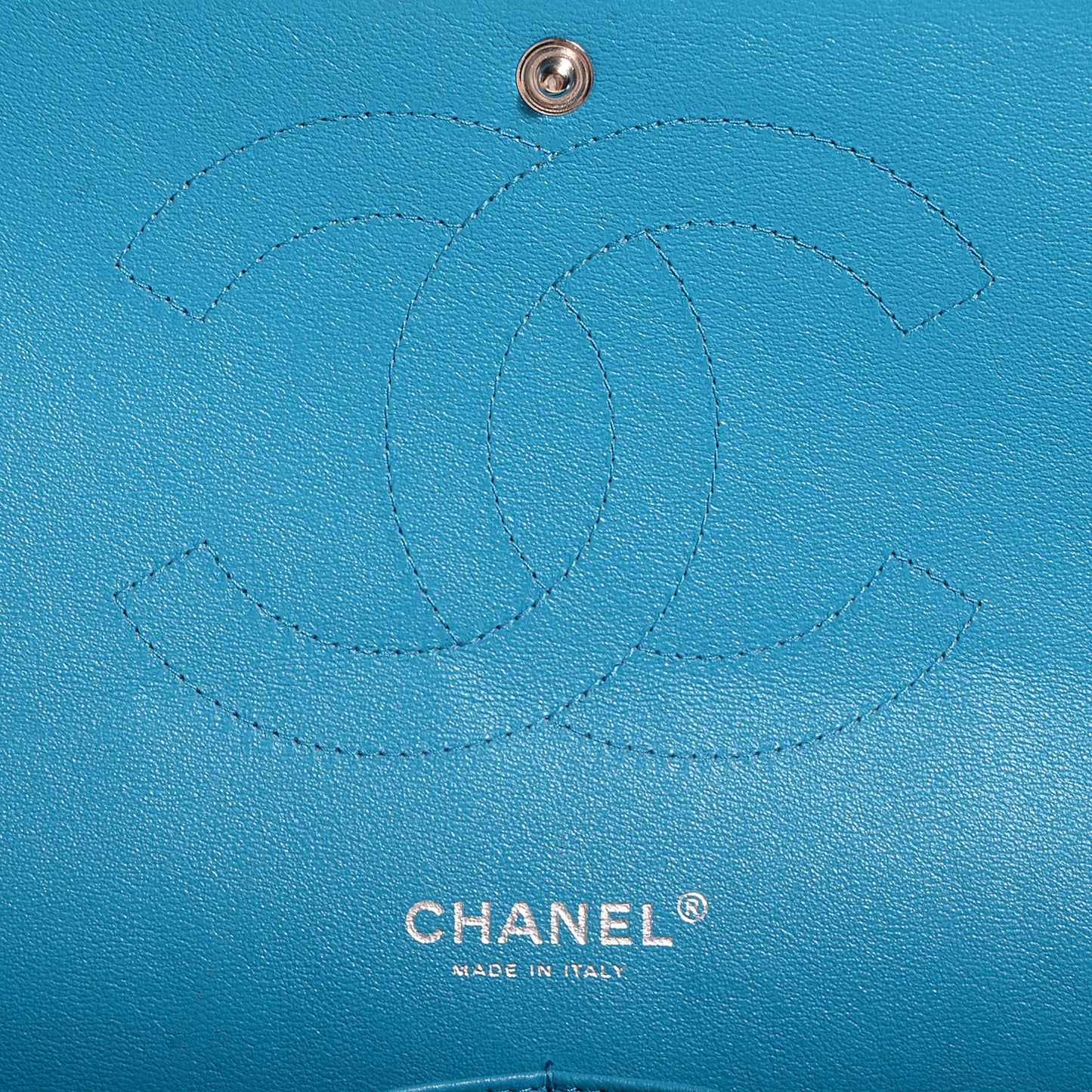 Patent Jumbo Double Flap Turquoise Blue