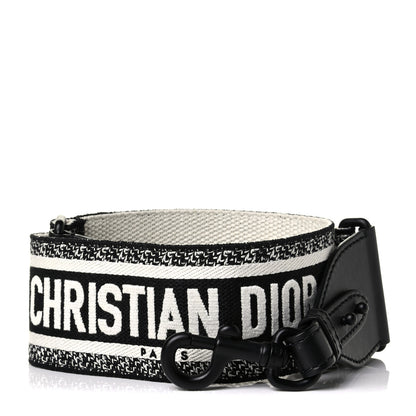 Christian Dior Canvas Embroidered Shoulder Strap Black 1 of 4