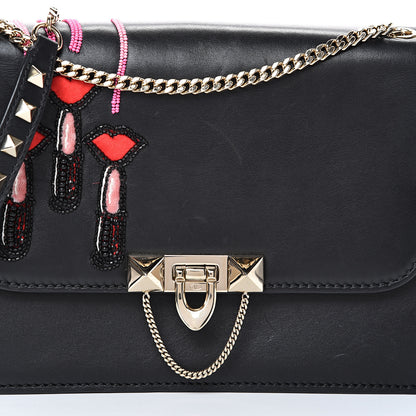 Valentino Garavani Calfskin Lipstick Small Rockstud Demilune Shoulder Bag Black 6 of 15