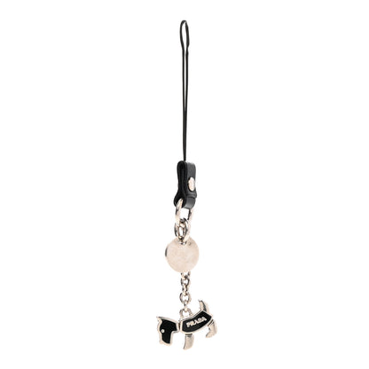Prada Metal Saffiano Dog Charm Black 1 of 3