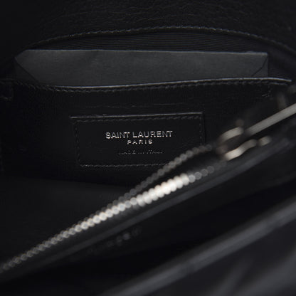 Saint Laurent Sheepskin Matelasse Chevron Patchwork Monogram Medium College Bag Black 5 of 8