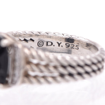 David Yurman Sterling Silver Diamond Black Onyx 10mm Petite Wheaton Ring 54 7 5 of 5