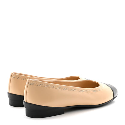 Chanel Lambskin Cap Toe CC Uniform Ballerina Flats 40 Beige Black 5 of 9
