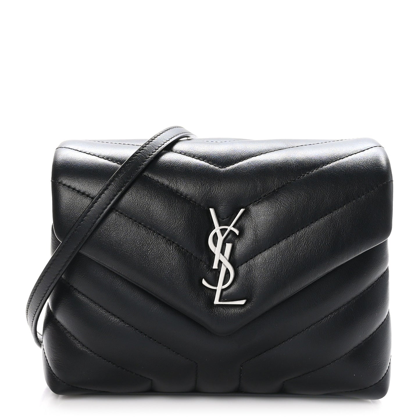 Calfskin Y Quilted Monogram Toy Loulou Crossbody Bag Black