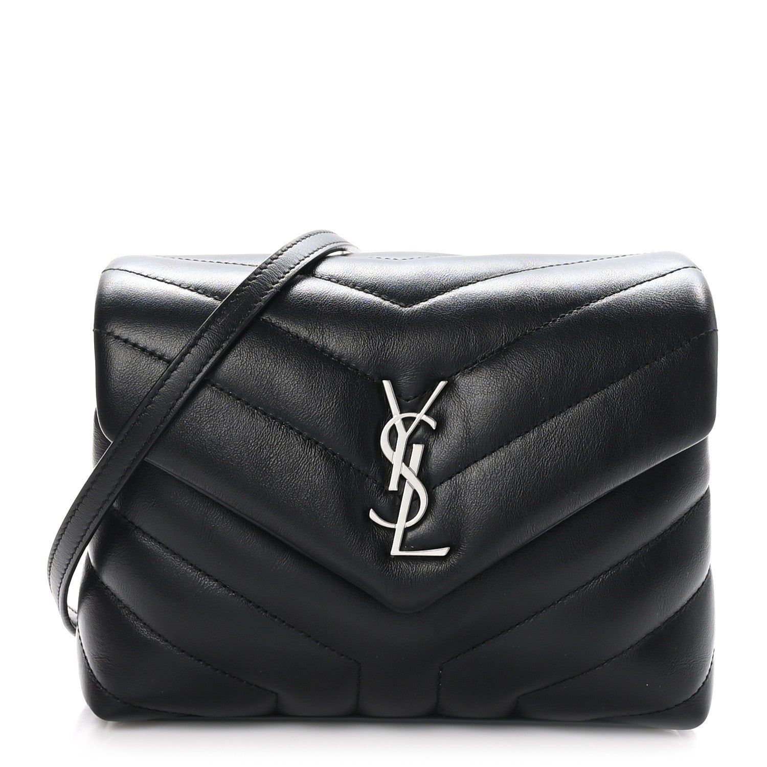 Saint Laurent Calfskin Y Quilted Monogram Toy Loulou Crossbody Bag Black 1 of 9