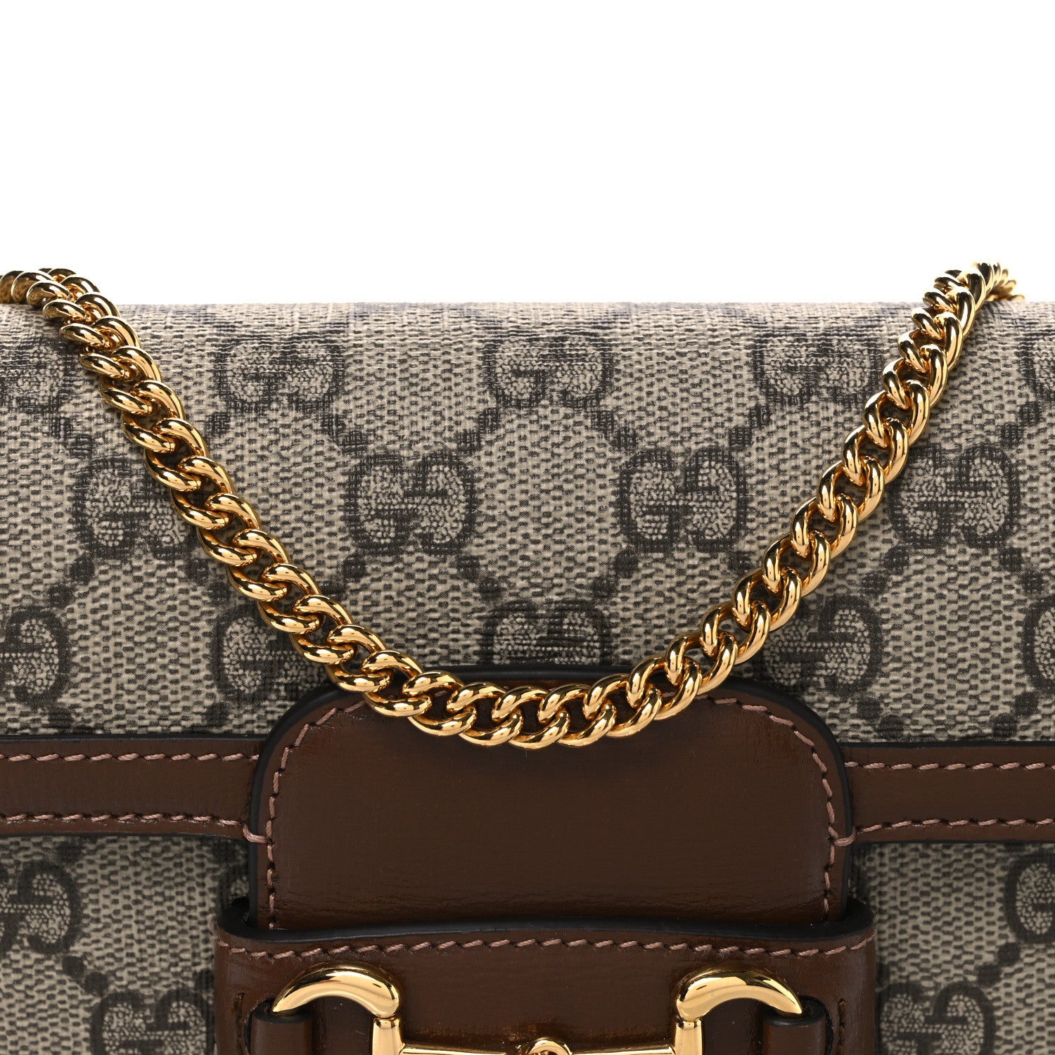 Gucci GG Supreme Monogram Azalea Calfskin Horsebit 1955 Mini Bag Beige Ebony Brown Sugar 8 of 10
