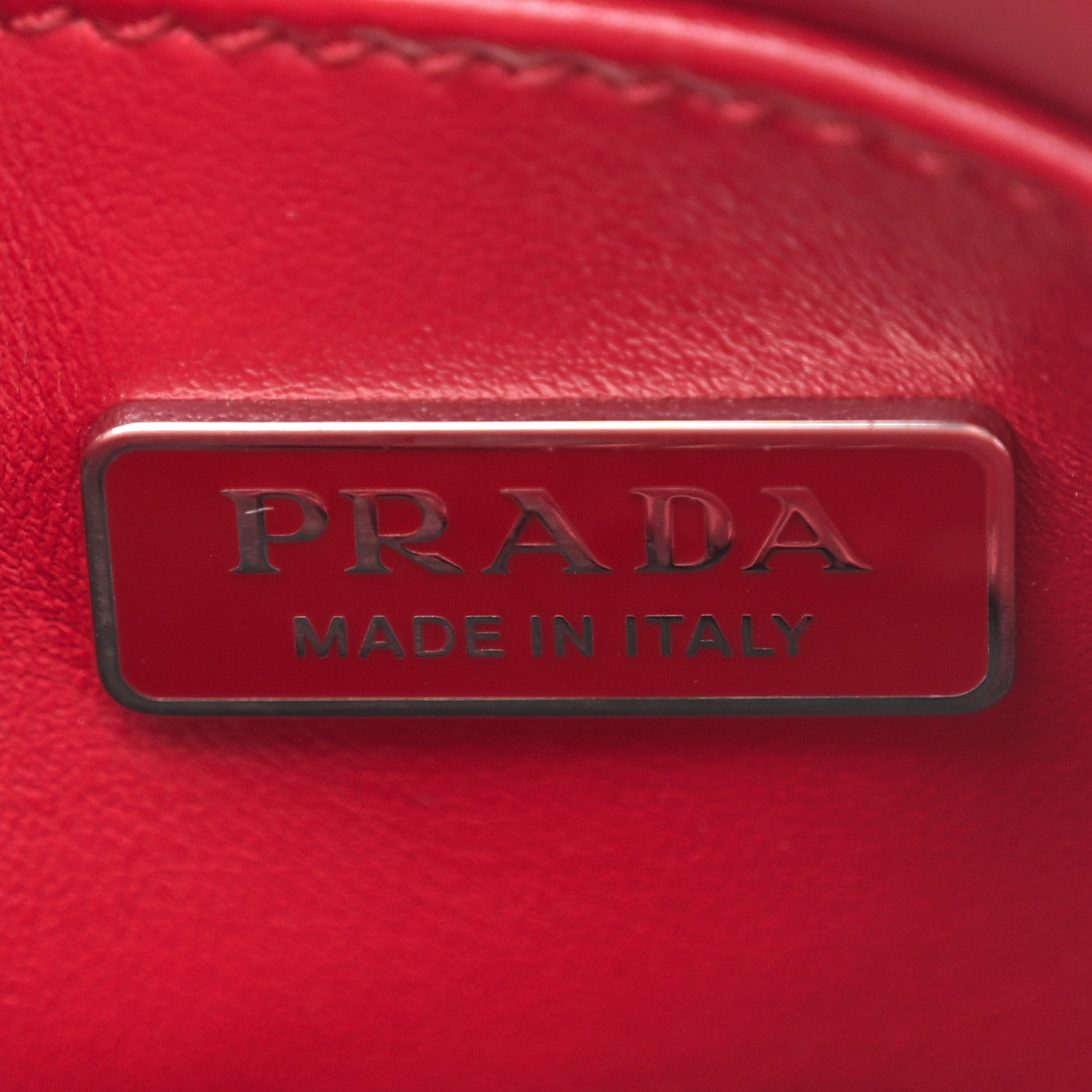 Prada Soft Calfskin Triangle Logo Embossed Small Double Handle Crossbody Tote Rosso 6 of 10
