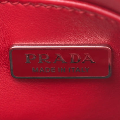 Prada Soft Calfskin Triangle Logo Embossed Small Double Handle Crossbody Tote Rosso 6 of 10