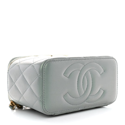 Chanel Metallic Lambskin Quilted Small CC Dynasty Vanity Case With Chain Grey 4 of 14