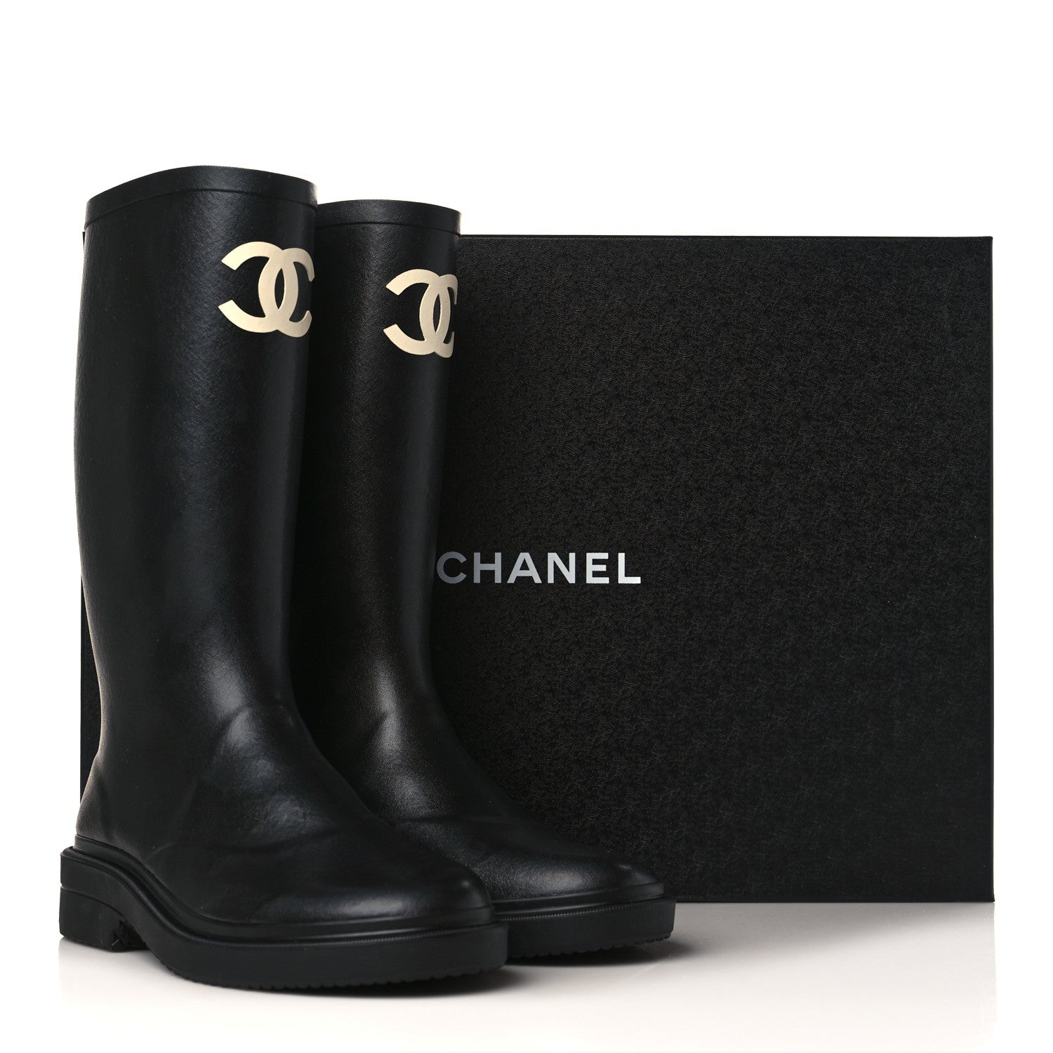 Chanel Caoutchouk CC High Boots 37 Black 9 of 9