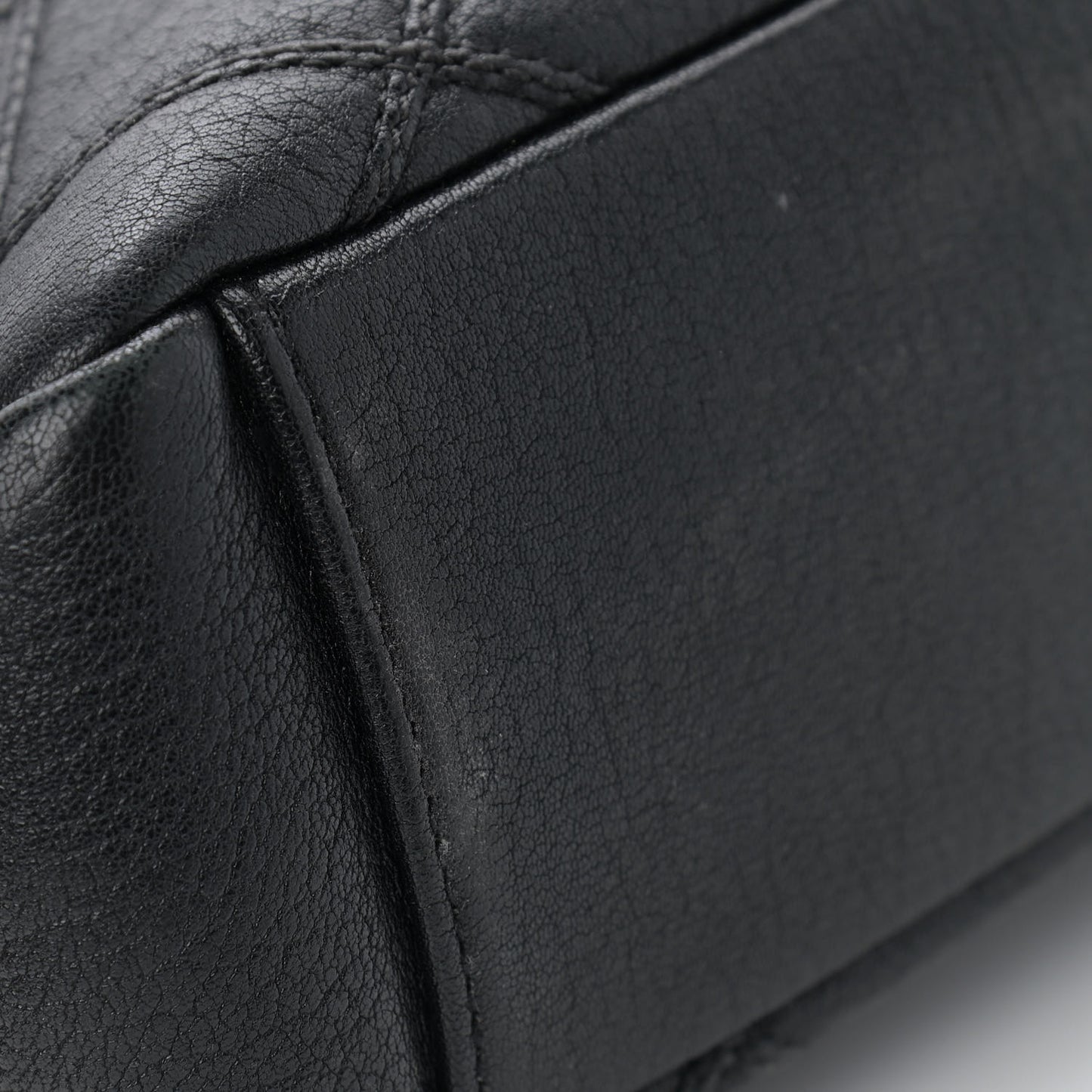 Calfskin Diamond Quilted Monogram Large College Bag Black