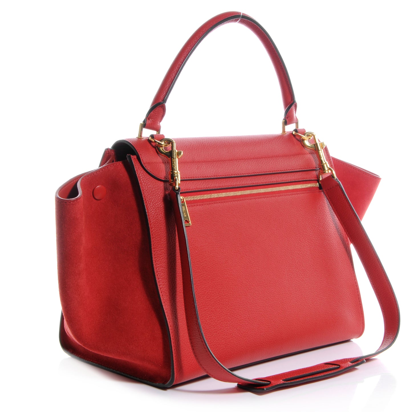 Drummed Leather Suede Trapeze Small Coquelicot