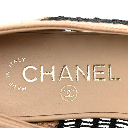 Chanel Raffia Cap Toe Ballerina Flats 36.5 Black Beige 7 of 9