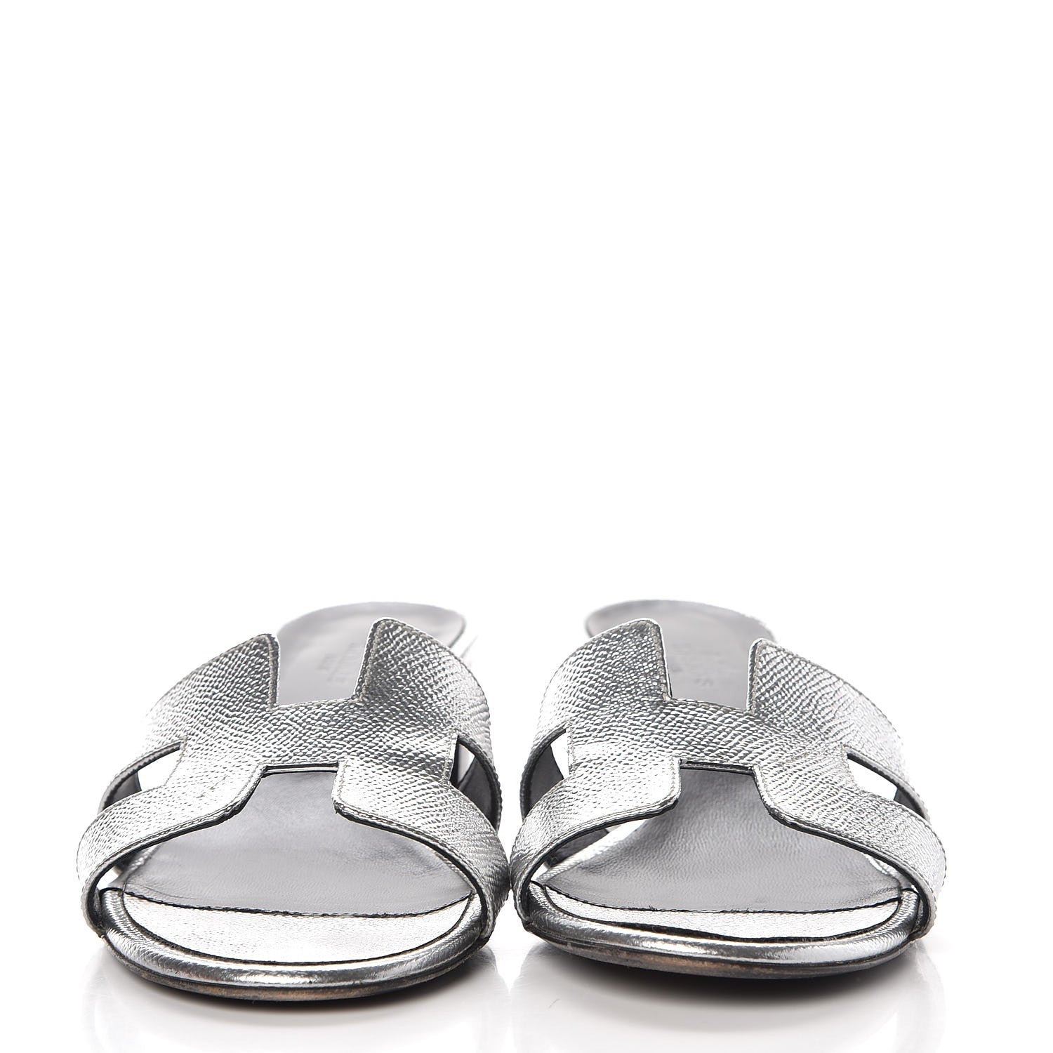 Hermes Metallic Epsom Oasis Sandals 38 Argent 2 of 8
