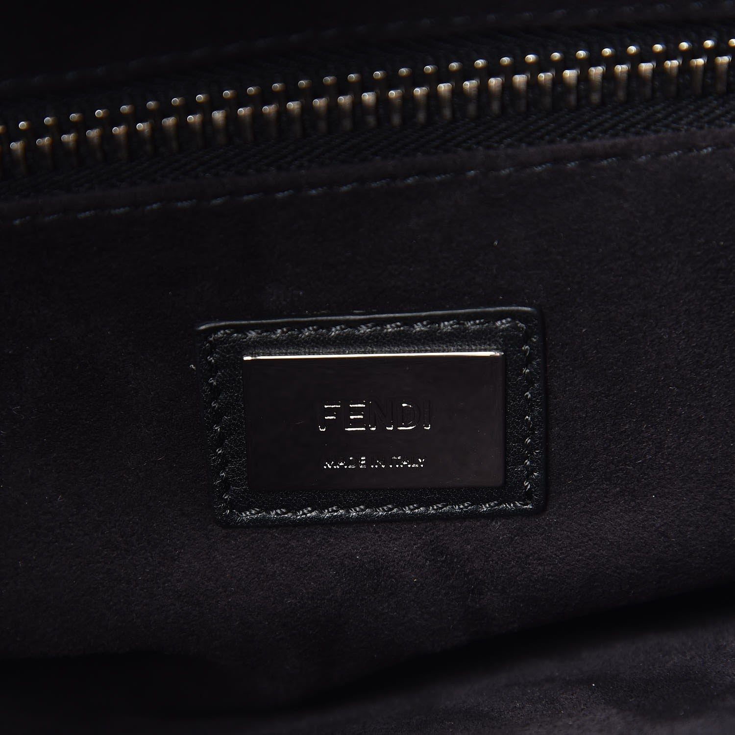 Fendi Calfskin Elaphe Lace Up Large Peekaboo Iconic Satchel Black 8 of 8
