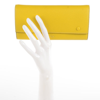 Celine Drummed Calfskin Large Multifunction Flap Wallet Citron 2 of 7