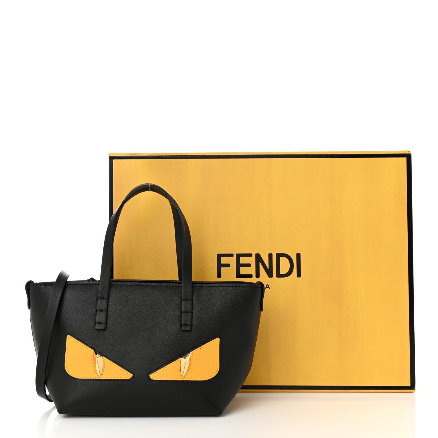 Fendi Vitello Dolce Elite Monster Eye Mini Roll Tote Black 10 of 10