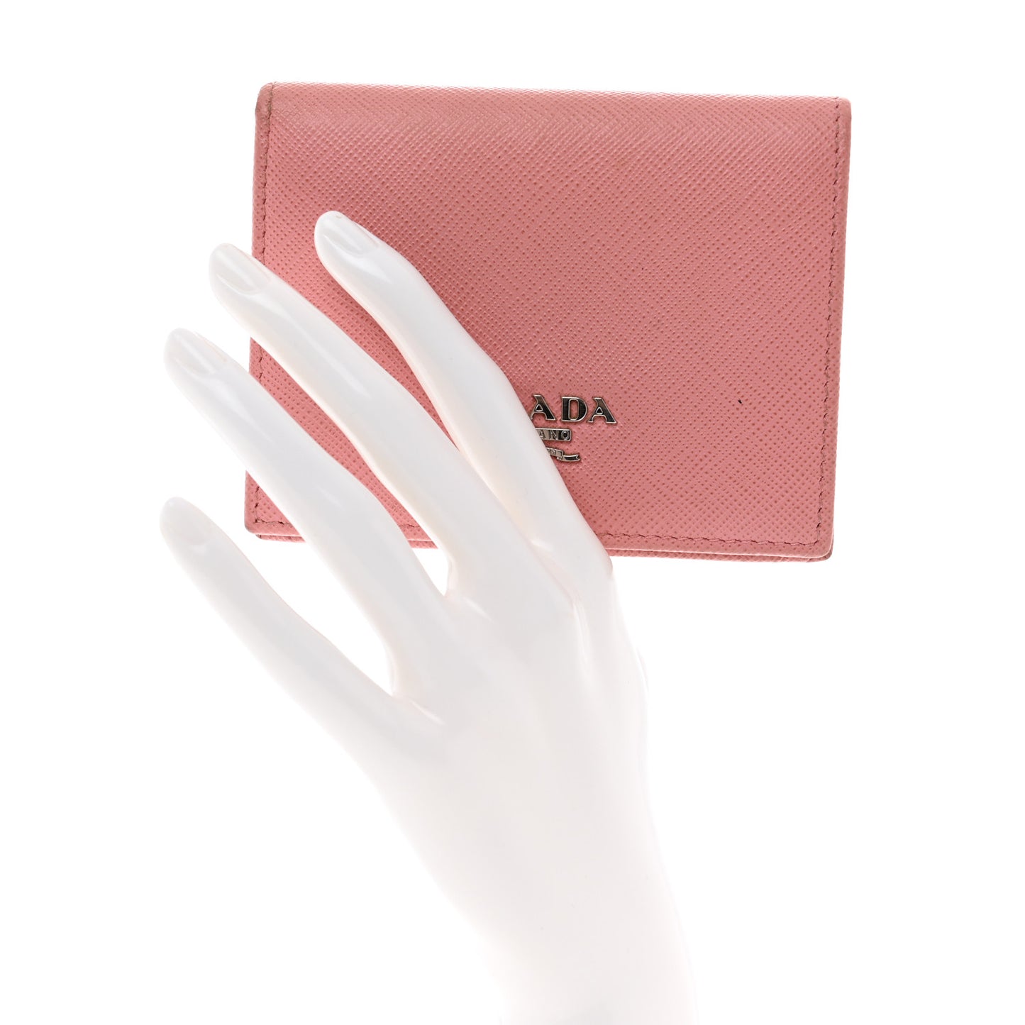 Saffiano Metal Compact Snap Bi-Fold Wallet Petalo Rosso